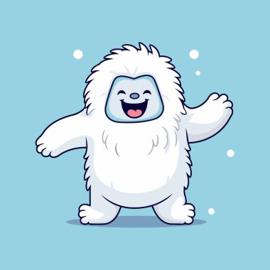 Mavi arka planda buz küpü olan komik çizgi film canavarı. vektör illüstrasyonu