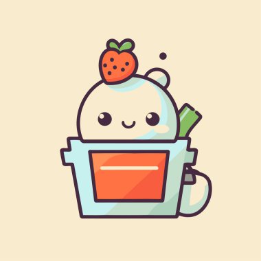 Çizgi film tarzında şirin bir dondurma karakteri. Vektör çizimi. düz dizayn.