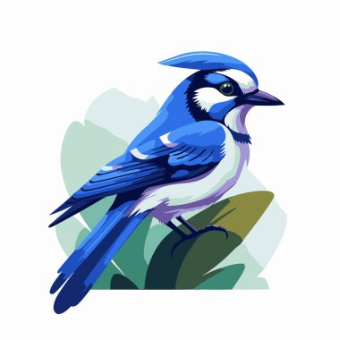 Mavi alakarga kuşu beyaz arka planda izole edilmiş. Vektör illüstrasyonu.