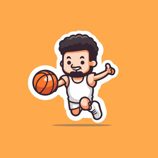 Cartoon Character Basketball Player Ball Vector Illustration Cartoon Style — Stock Vector