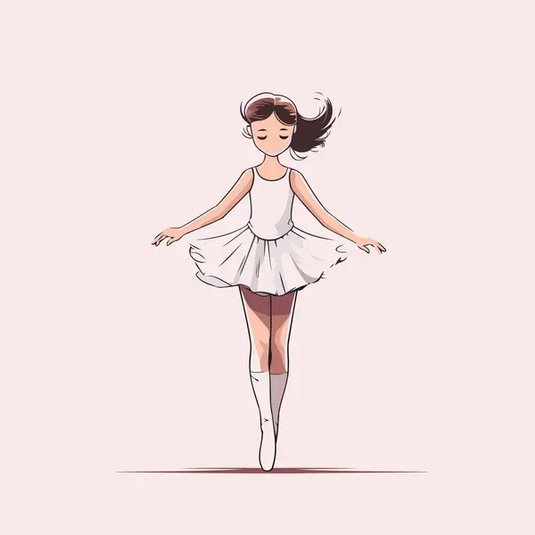 Ballerina Een Witte Tutu Pointe Vectorillustratie — Stockvector