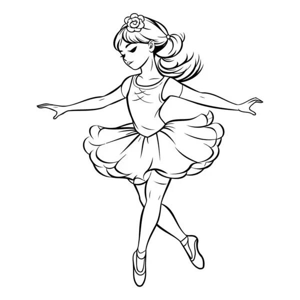 Prachtige Ballerina Een Tutu Vectorillustratie — Stockvector