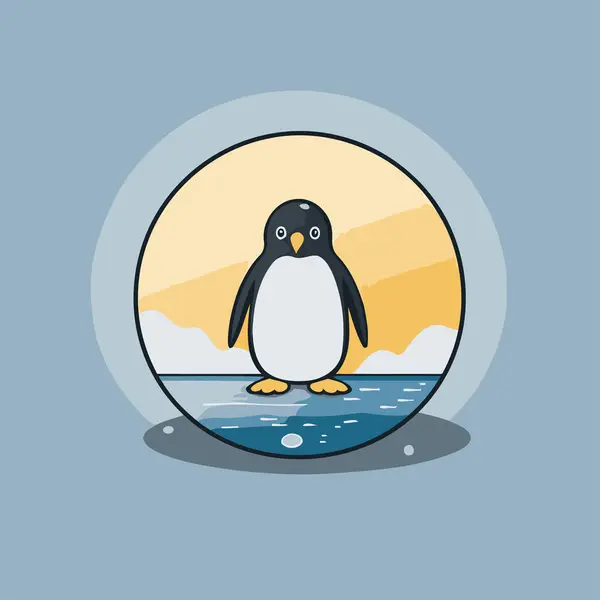 Pingüino Mar Ilustración Vectorial Estilo Plano — Vector de stock