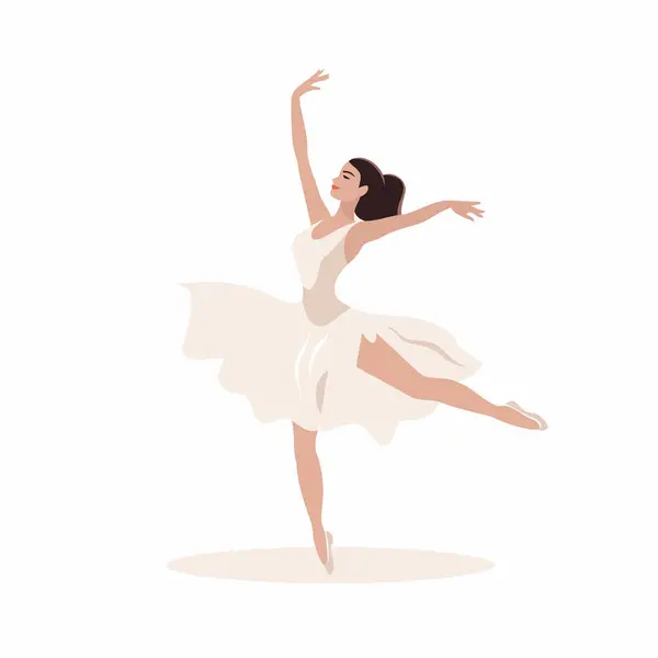 Prachtige Ballerina Een Witte Tutu Vectorillustratie — Stockvector