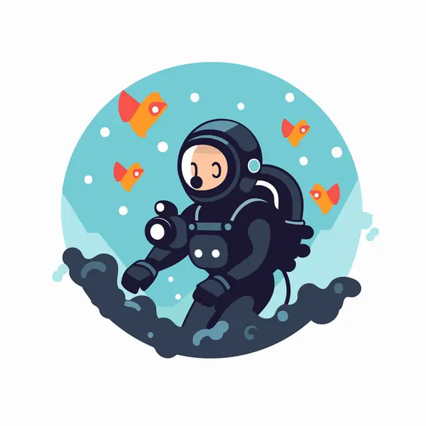 Astronaut Background Sea Vector Illustration — Stock Vector
