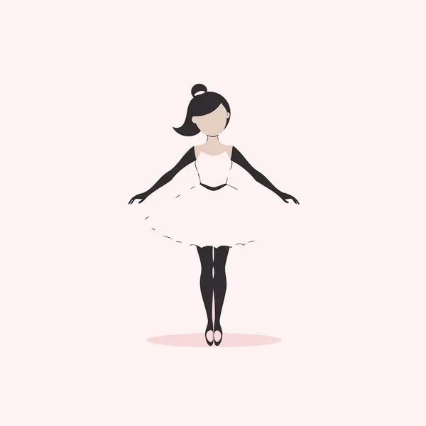 Bailarina Tutu Branco Ilustração Vetorial Estilo Plano — Vetor de Stock