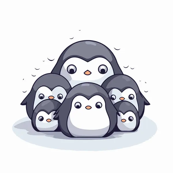 Família Pinguim Personagem Desenho Animado Bonito Ilustração Vetorial — Vetor de Stock
