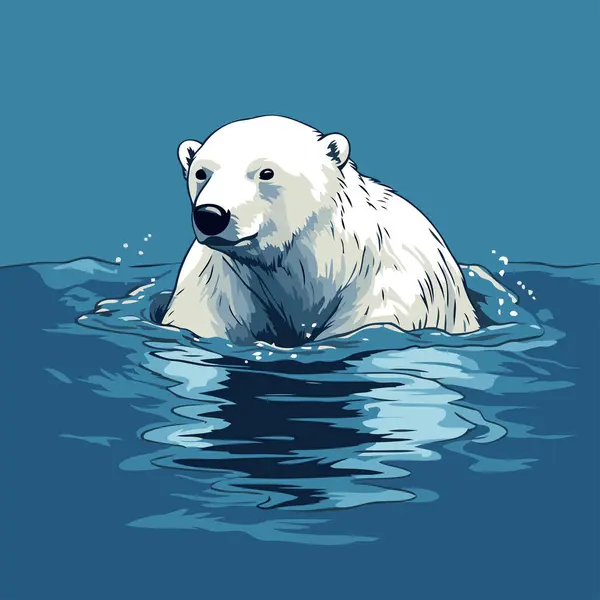 Oso Polar Nadando Agua Ilustración Vectorial Oso Polar — Vector de stock