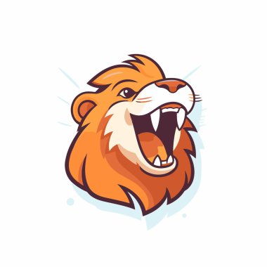 Aslan kafalı maskot. Spor takımı için aslan başlı maskotun vektör illüstrasyonu.