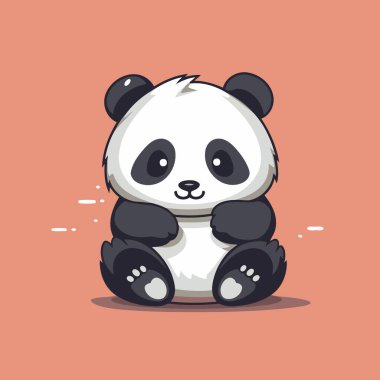 Yerde oturan sevimli panda. Vektör çizgi film illüstrasyonu.