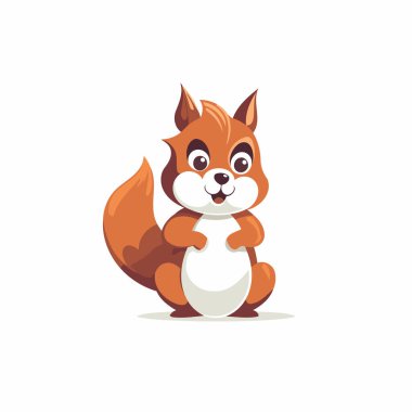 Beyaz arka planda izole edilmiş şirin sincap çizgi film vektörü çizimi.