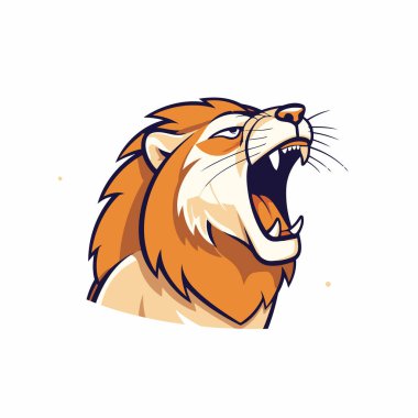 Aslan kafalı maskot. Aslan başlı maskotun vektör çizimi.