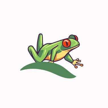 Kurbağa ikonu. Beyaz arkaplanda vektör çizimi izole edildi. Çizgi film biçimi.