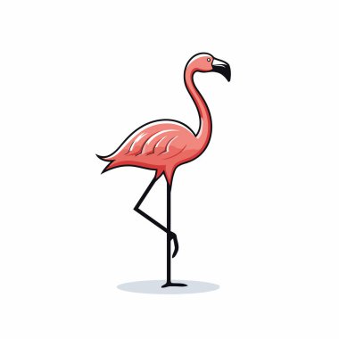 Flamingo ikonu. Beyaz arkaplanda izole edilmiş bir flamingonun vektör illüstrasyonu.