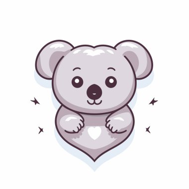 Sevimli koala karakteri. Beyaz arkaplanda vektör illüstrasyonu.