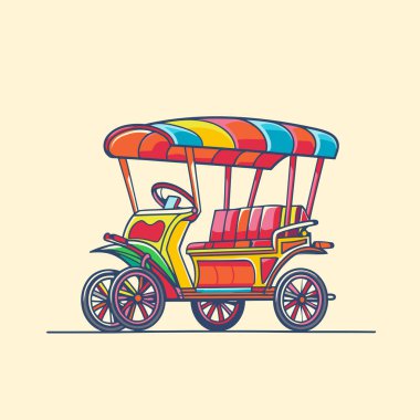 Renkli tuk tuk ikonu. Düz biçimdeki vektör illüstrasyonu