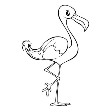 Çocuklar için boyama kitabı. Flamingo. Vektör illüstrasyonu.