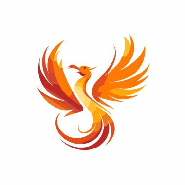 Soyut kırmızı kuş logosu tasarımı. Vektör çizimi. Beyaz arkaplanda izole.