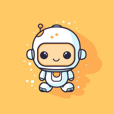 Sevimli astronot karakteri. Vektör çizimi. Sevimli çizgi film tarzı.