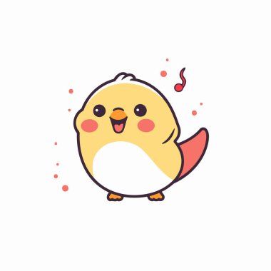 Sevimli küçük tavuk. Vektör çizimi. Beyaz arkaplanda izole.