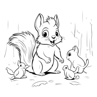 Sincaplar ve sincaplar. Boyama kitabı için Vektör illüstrasyonu.