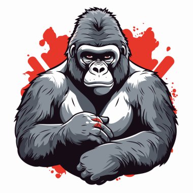 Gorilla with red splashes on white background. Vector illustration. clipart