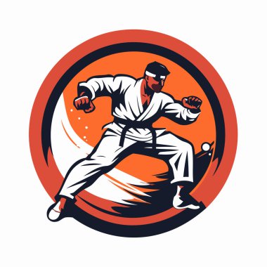 Dövüş sanatları amblemi. Rozet. etiket ya da logo retro biçiminde.