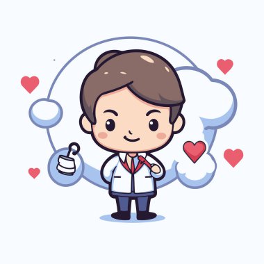 Şirin Doktor Çizgi Film Karakteri Vektör İllüstrasyonu. Tişört ve diğer kullanım alanları için tasarım.