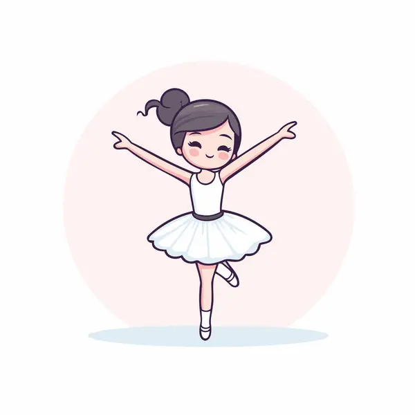 可爱的小芭蕾舞演员在白色的Tutu舞蹈 矢量说明 — 图库矢量图片