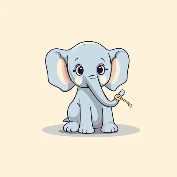 Elefante Bonito Com Uma Chave Boca Ilustração Vetorial — Vetor de Stock