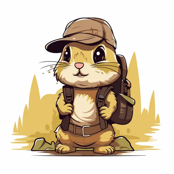 Sırt Çantalı Komik Bir Hamster Vektör Illüstrasyonu — Stok Vektör