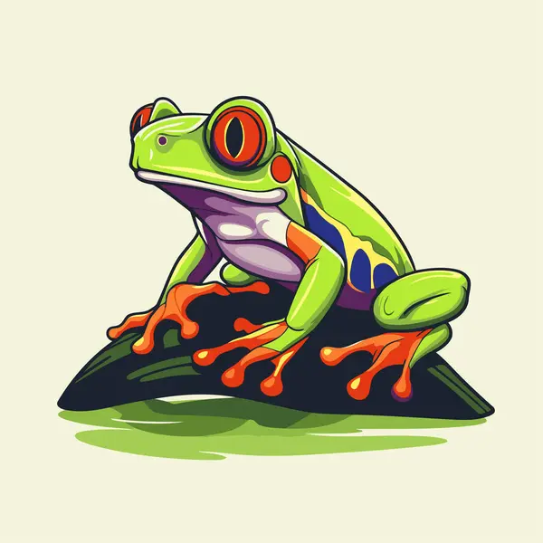 Frog Cartoon Vector Illustration Isolated White Background — Stock Vector