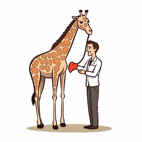 Zürafa Bir Doktor Çizgi Film Tarzında Vektör Illüstrasyonu — Stok Vektör