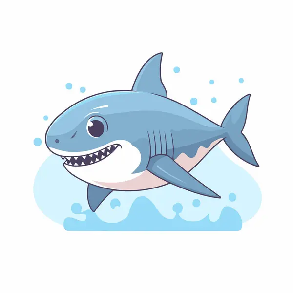 stock vector Cute cartoon shark isolated on a white background. Vector illustration.