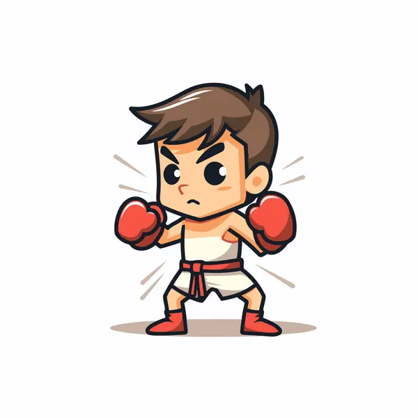 Boxing Boy Талисман Мультфильма — стоковый вектор