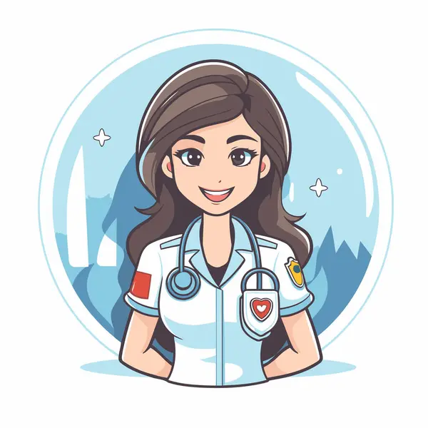 Belle Infirmière Personnage Dessin Animé Illustration Vectorielle Une Belle Infirmière — Image vectorielle