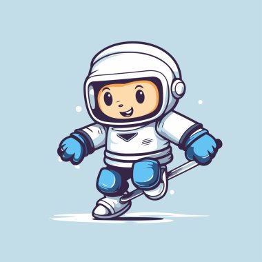 Uzay giysisi içinde sevimli bir astronot. Vektör çizimi. Çizgi film astronotu.