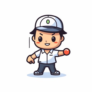 Kriket oyuncusu Maskot Karakteri Tasarım Vektörü İllüstrasyonu.