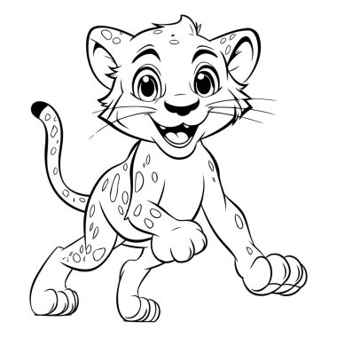 Çita - Çocuklar için Boyama Kitabı - Vektör İllüzyonu