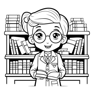 Öğrenci çizgi film dizaynı. Okul eğitimi öğrenim bilgisi ve sınıf temalı vektör illüstrasyonu