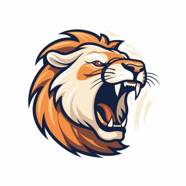 Aslan başlı maskot logosu spor takımı veya kulüp için tasarım vektör şablonu