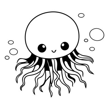 Sevimli ahtapot deniz hayvanı kawaii karakter çizimi tasarımı