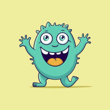 Sevimli çizgi film canavarı. Cadılar Bayramı vektör çizimi. Komik canavar karakteri.