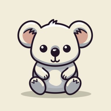 Tatlı çizgi film koalası. Düz bir şekilde vektör illüstrasyonu.