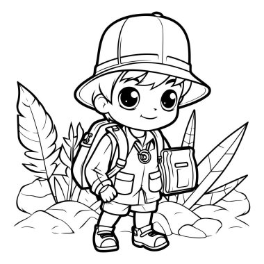 Sırt çantalı bir izcinin Renkli Sayfa Özeti