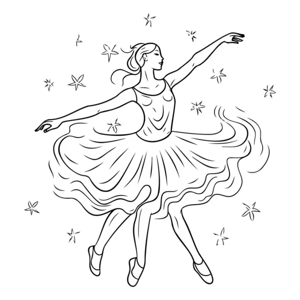 Ballerina Tutù Bianco Illustrazione Del Vettore Disegnato Mano — Vettoriale Stock