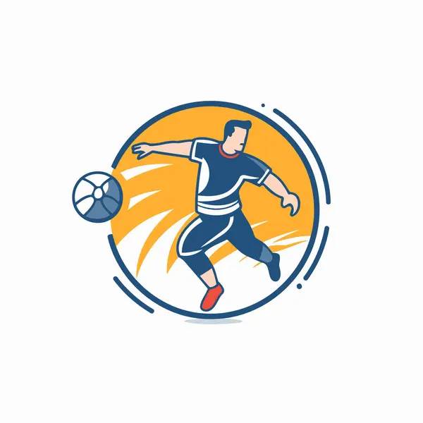 Plantilla Diseño Logotipo Fútbol Jugador Fútbol Con Ilustración Vector Pelota — Vector de stock