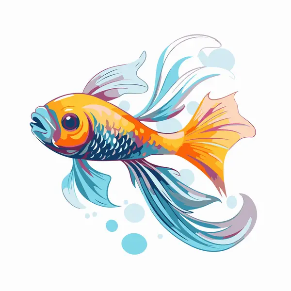 Goldfish Isolated White Background Vector Cartoon Illustration — Stock Vector