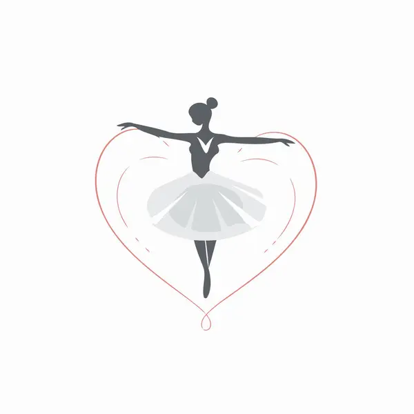 Ballettballerina Herzform Vektorillustration — Stockvektor