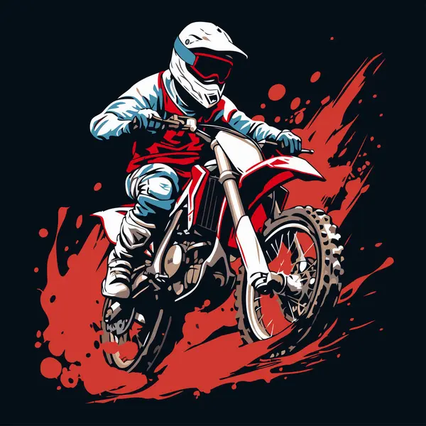 Motocross Piloto Uma Motocicleta Ilustração Vetorial Motociclista — Vetor de Stock